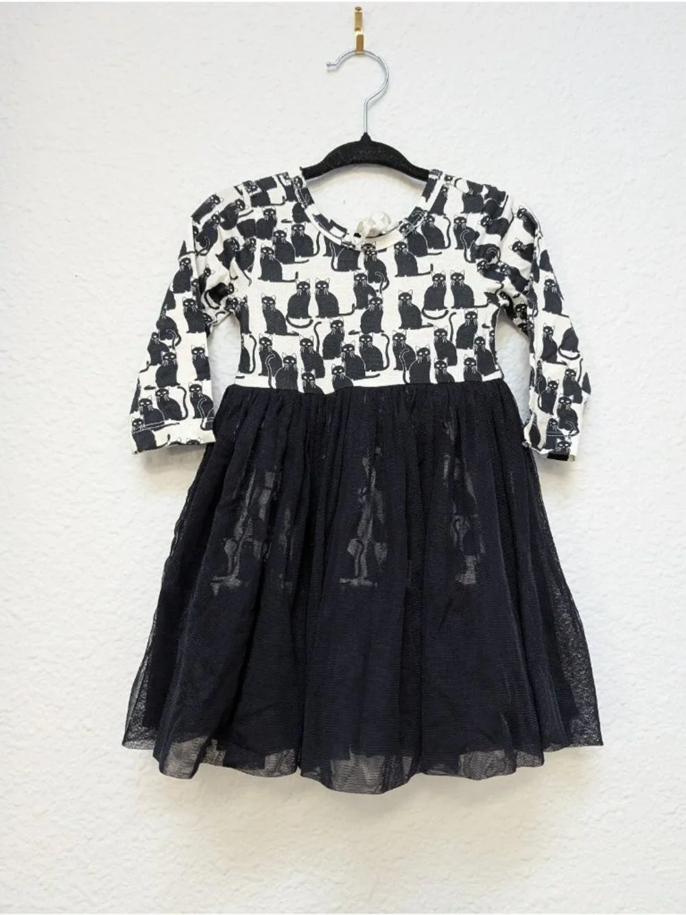 Kate Quinn Long Sleeve Ballerina Dress 6-12 Bamboo Black Cats Tulle Spooky